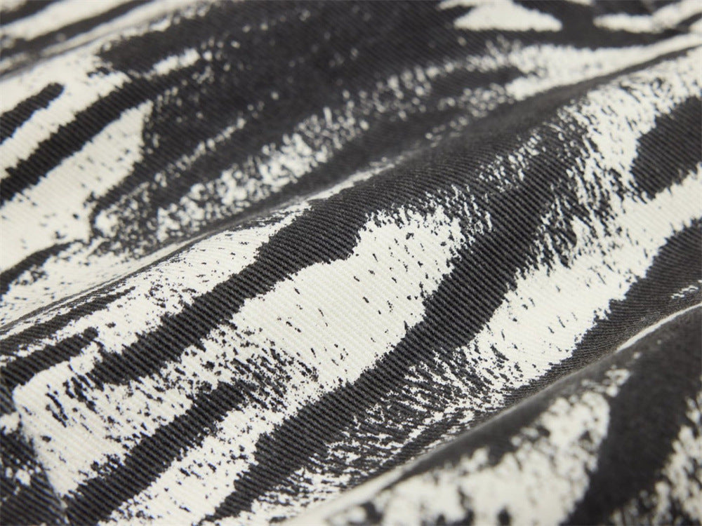 Zebra Print Wide-Leg Jeans – Men's Straight Fit Punk Street Style Denim Pants