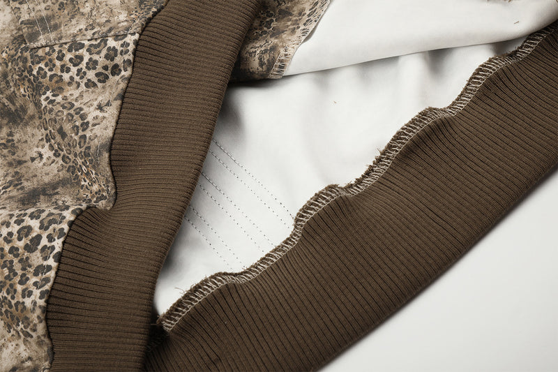 Hoodie mit Reißverschluss, Leopardenprint und Drei-Streifen-Detail