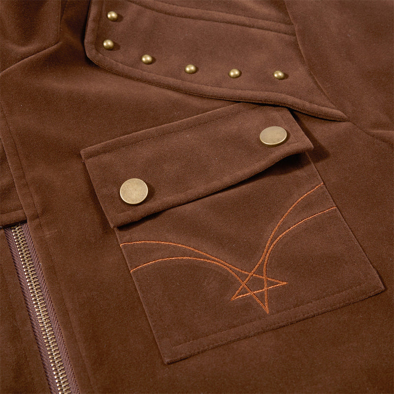 Men's Punk Utility Stand-Collar Jacket – Oversized Studded Workwear Bomber in