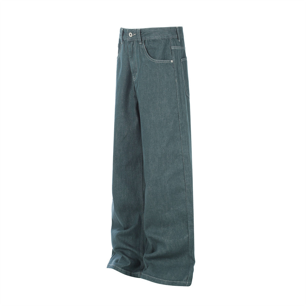 Baggy-Jeans mit weitem Bein für Herren – Kontrastnähte, gerade 5-Pocket-Denimhose