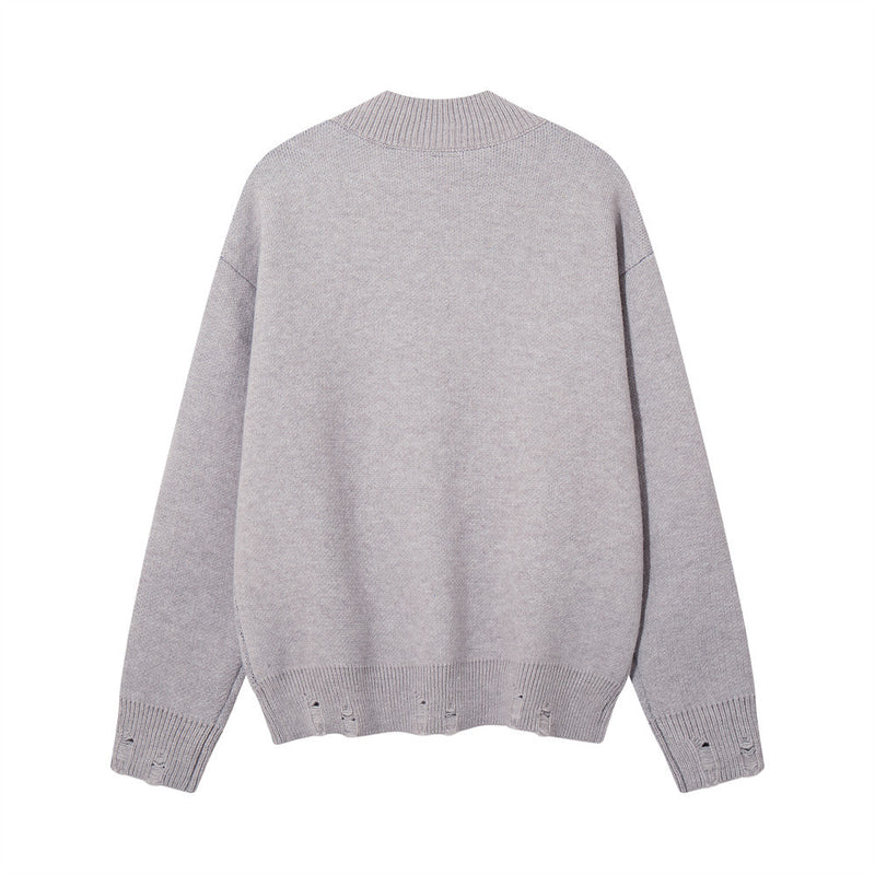Men's Oversized Jacquard Knit Pullover Sweater with Union Jack Graphic