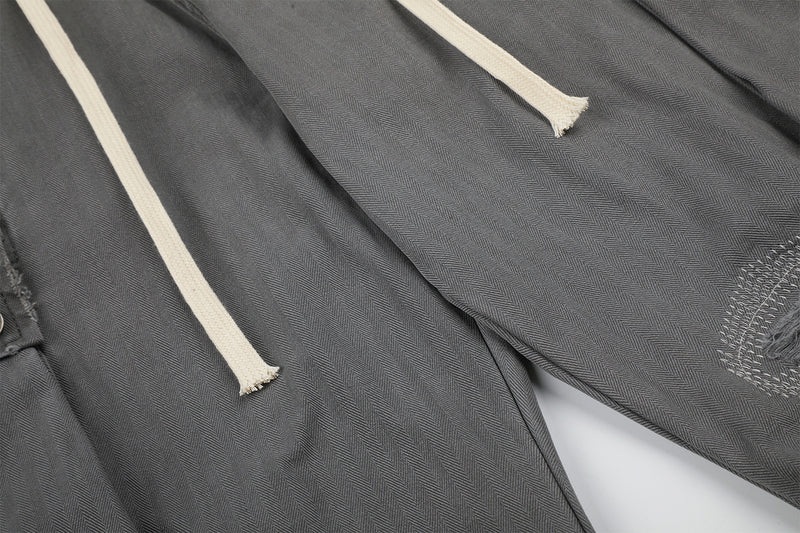 Wide-Legged Cargo Pants – Charcoal Grey Multi-Pocket Straight Leg