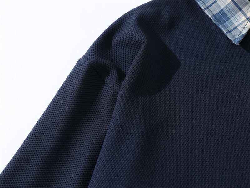 Plaid Patchwork Pullover Sweatshirt with Detachable Tie – Preppy College Style