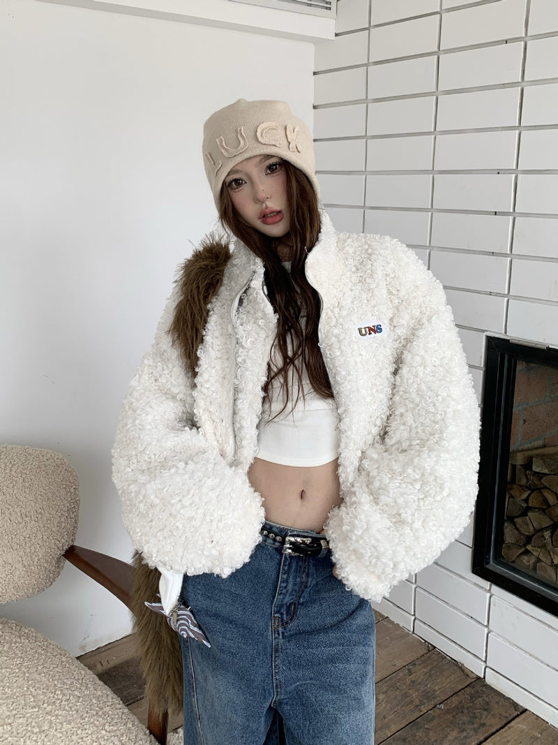 Reversible Plaid & Sherpa Bomber Jacket – Vintage 1988 Embroidered Padded Coat