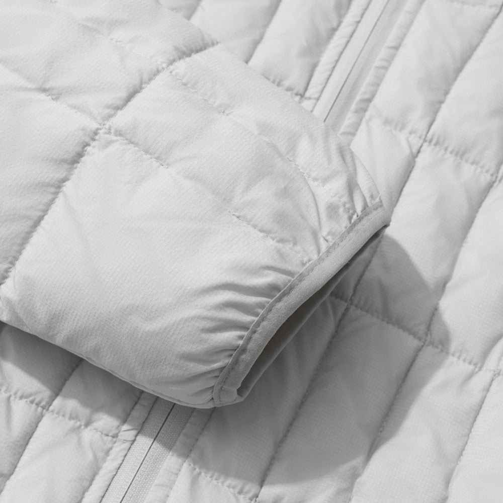Men's Quilted Down Jacket Stand Collar Full-Zip Puffer Coat