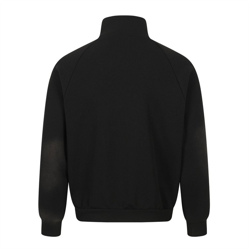 Mock Neck Full-Zip Sweatshirt Jacket with Abstract Wave Print