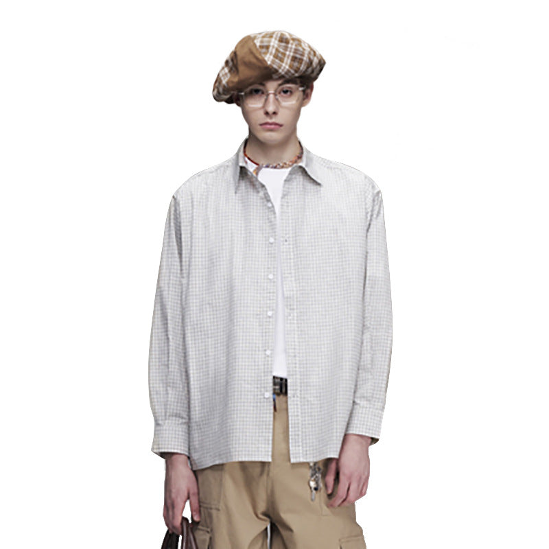 Oversized Plaid Long Sleeve Shirt – Relaxed Fit Japanese-Inspired Button-Up