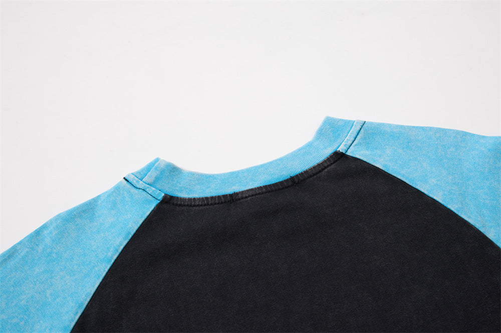 Men's Graphic Long-Sleeve Raglan T-Shirt – Colorblock Contrast Sleeve