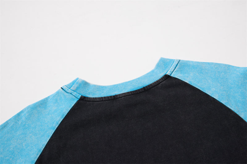 Men's Graphic Long-Sleeve Raglan T-Shirt – Colorblock Contrast Sleeve