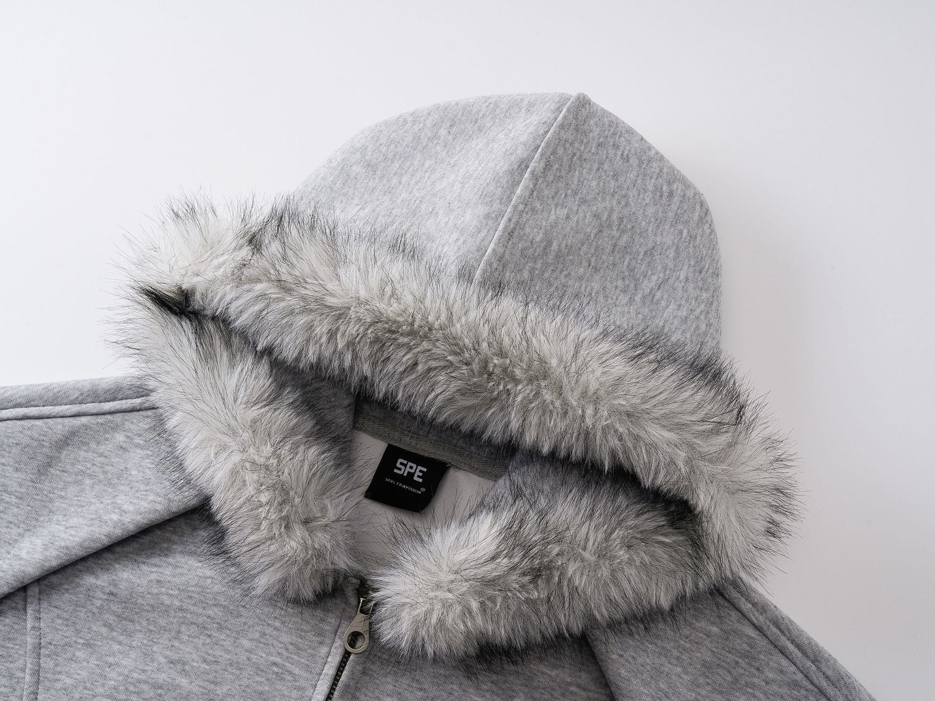 Faux Fur Hood Trim Zip-Up Hoodie Bomber Jacket – Oversized Streetwear Fit
