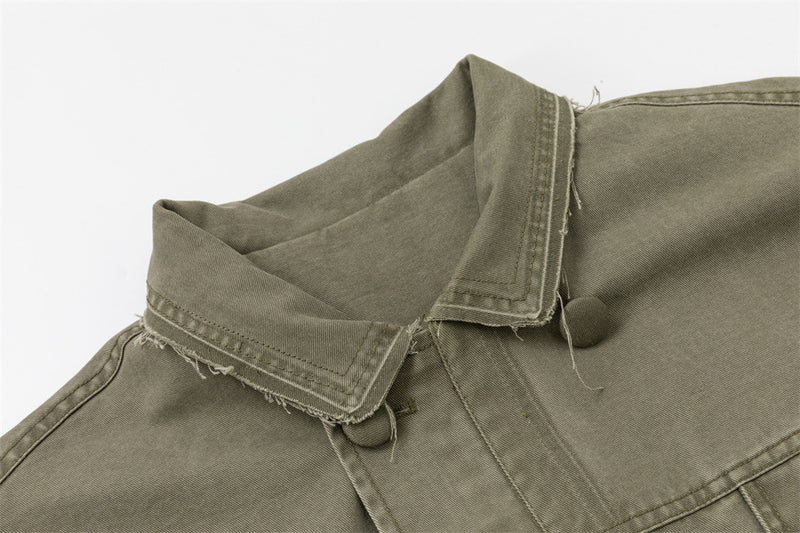 Oversized Workwear Jacket – Men's Olive Double-Breasted Utility Coat