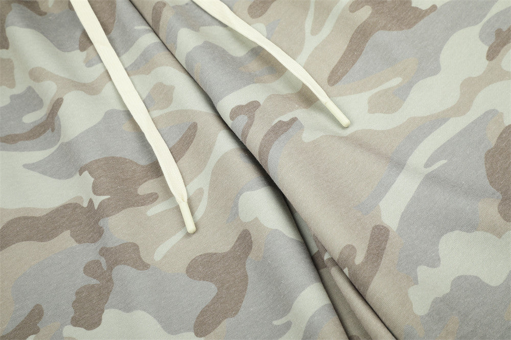 Pantalon de survêtement homme camouflage wide leg à cordon – Coupe décontractée