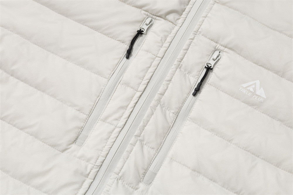 Men's Hooded Puffer Down Jacket – Dual Zip, Solid Color Winter Coat