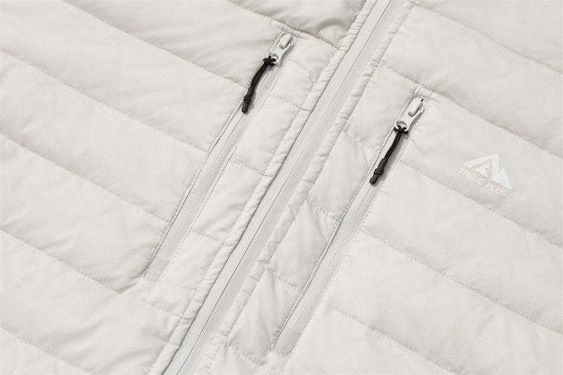 Men's Hooded Puffer Down Jacket – Dual Zip, Solid Color Winter Coat