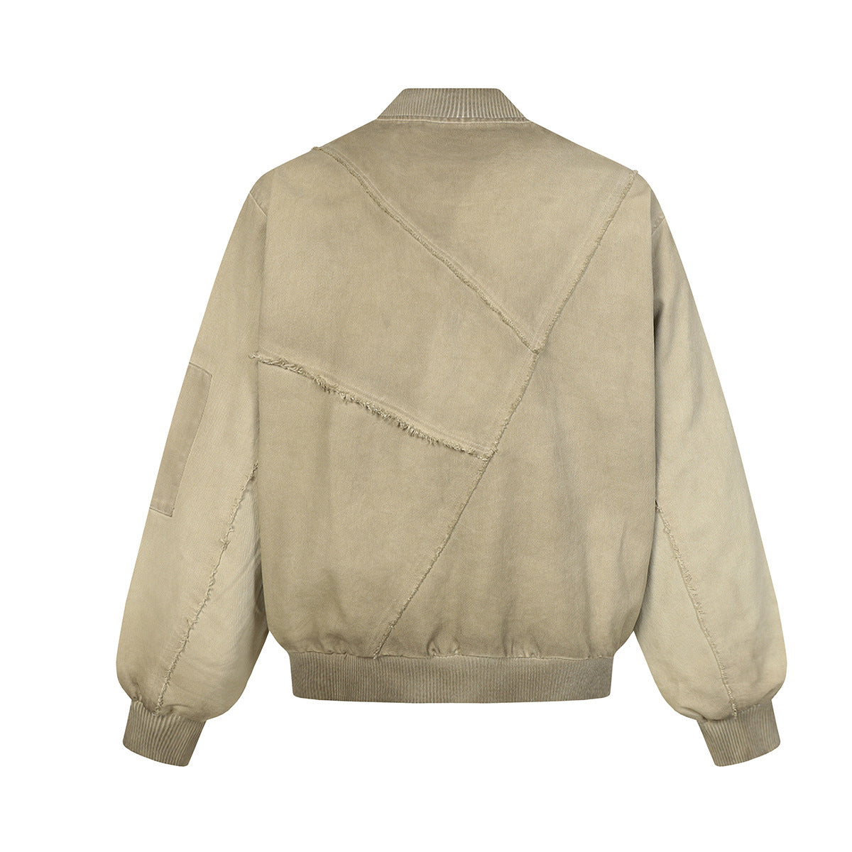 Dekonstruierte Patchwork-Bomberjacke – Gewaschener Vintage-Distressed-Baseballmantel