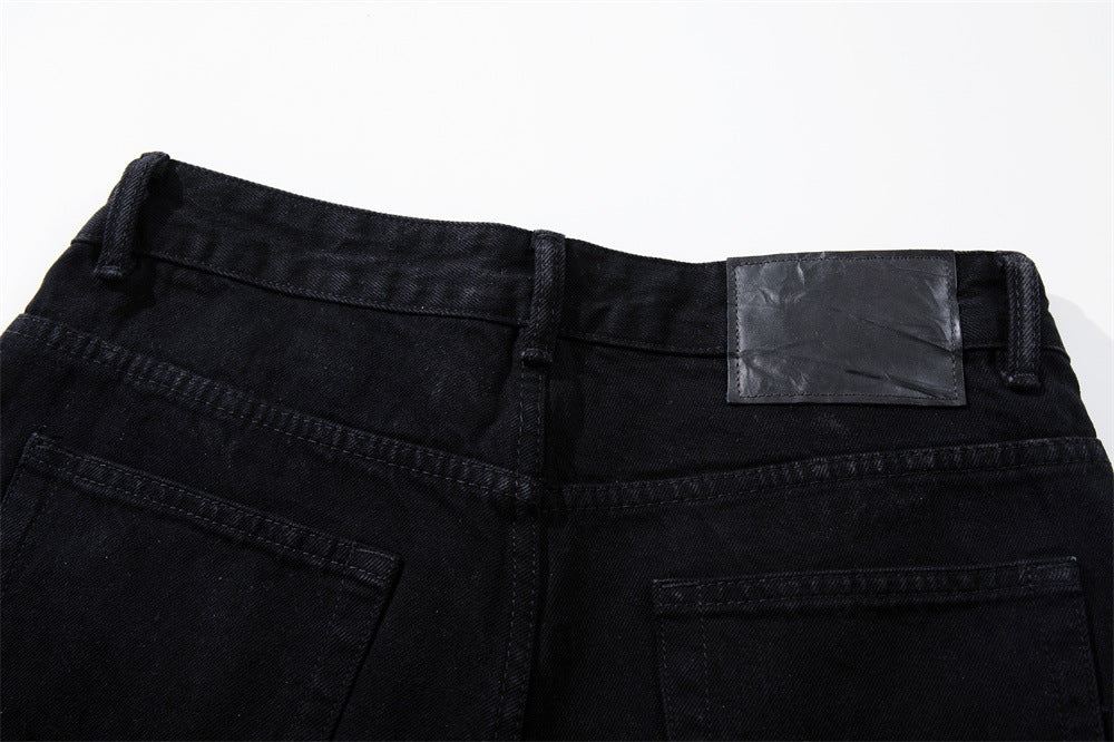 Wide-Leg Jeans with Chaotic Needle Embroidery & Star Patches