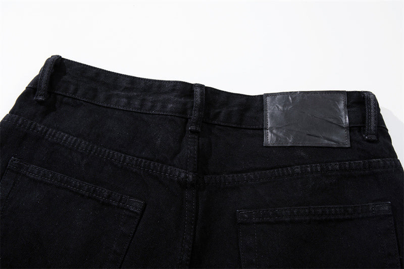 Wide-Leg Jeans with Chaotic Needle Embroidery & Star Patches