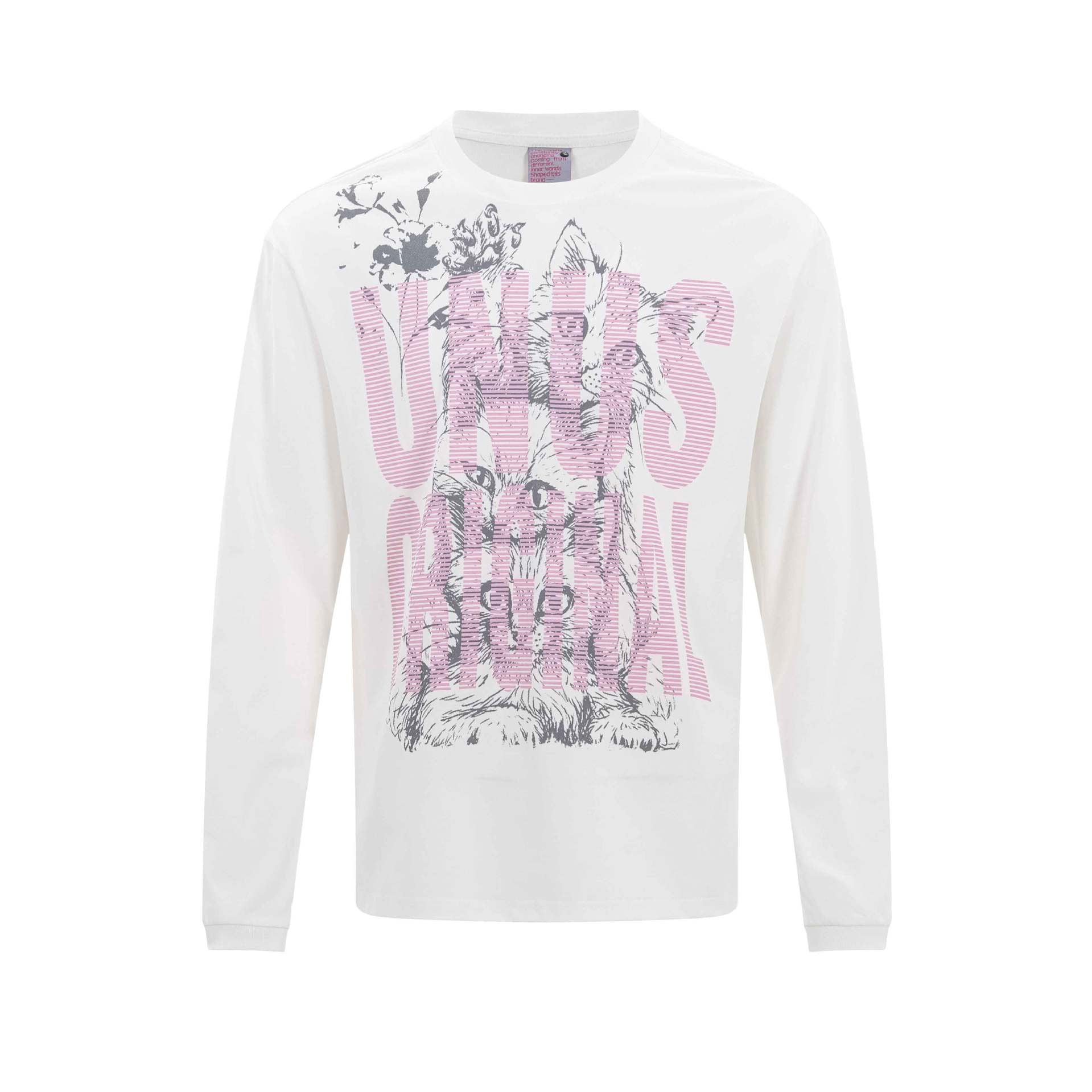 Tee-shirt graphique à manches longues – UNUS Original, imprimé chat, style streetwear