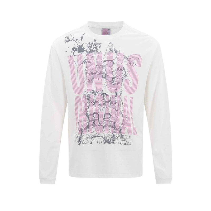Tee-shirt graphique à manches longues – UNUS Original, imprimé chat, style streetwear