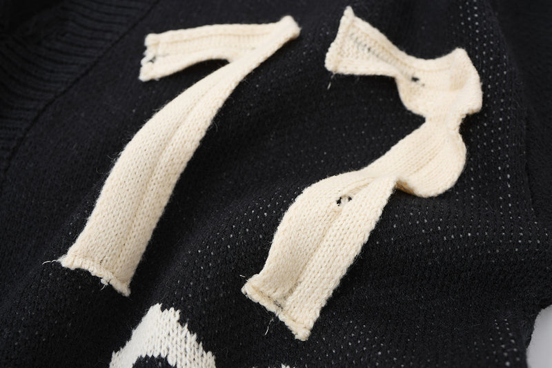 Gilet Born Late 77 en maille délavée – Jacquard oversize high-street