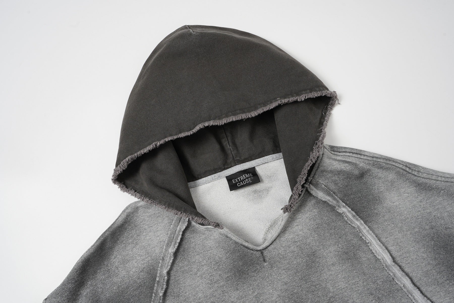 Deconstructed Raw-Edge Oversized Hoodie – Acid Wash Vintage Streetwear
