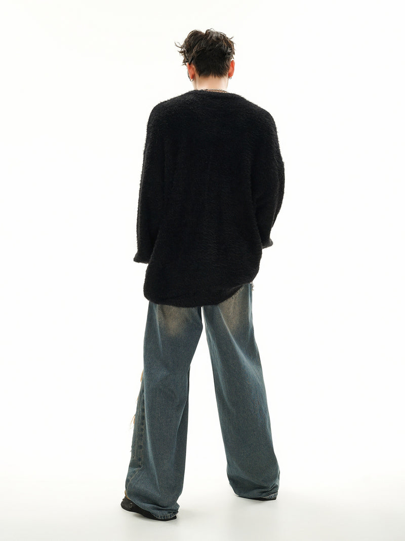Pull oversize en maille jacquard à lettrage – Hell Is Empty, motif graffiti