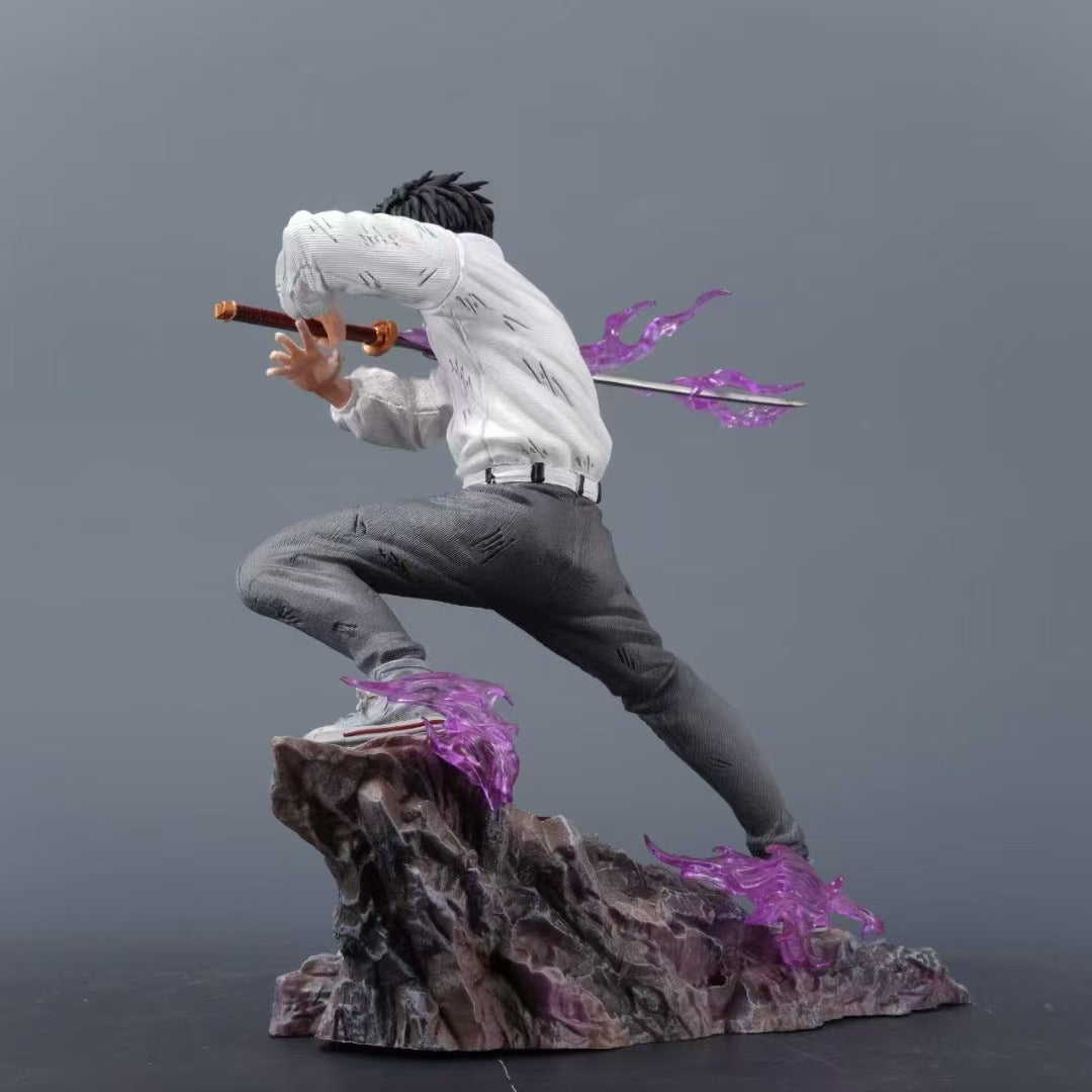 The Jujutsu Kaisen Yuta Okkotsu PVC figure, 21 cm in height, presents the character in a dynamic battle pose with cursed sword and energy effects. The figure stands on a rocky base and highlights Yuta&