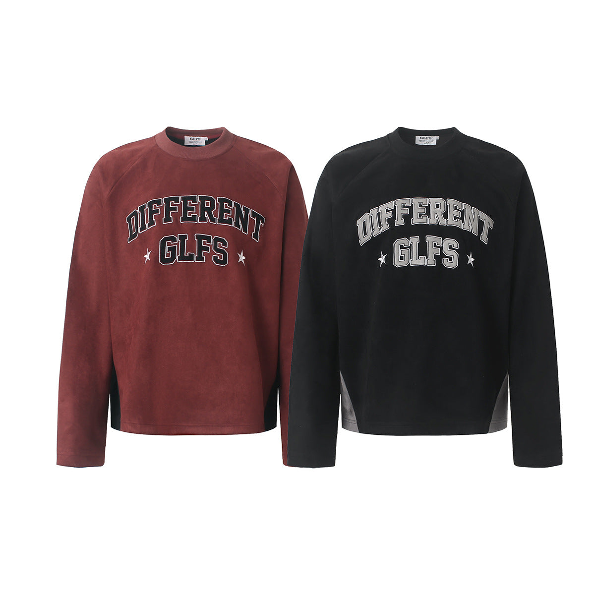 Langarmshirt mit Veloursleder-Textur – Collegiate-Arch-Aufdruck DIFFERENT GLFS