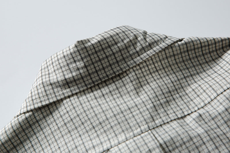 Oversized Plaid Long Sleeve Shirt – Relaxed Fit Japanese-Inspired Button-Up