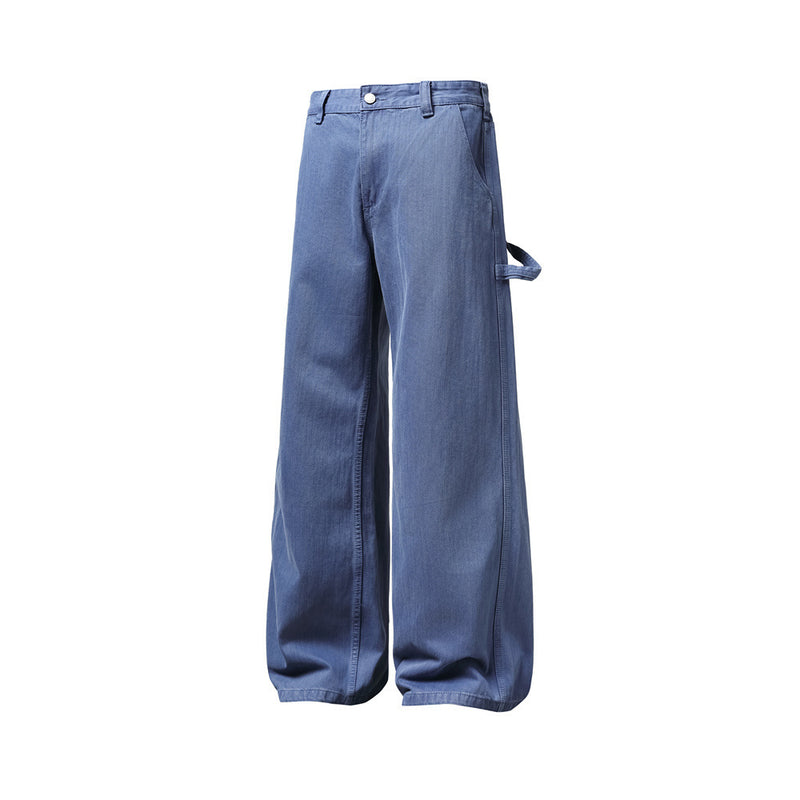 Wide-Leg Carpenter Jeans – Loose Fit Straight Denim Pants with Utility Pockets