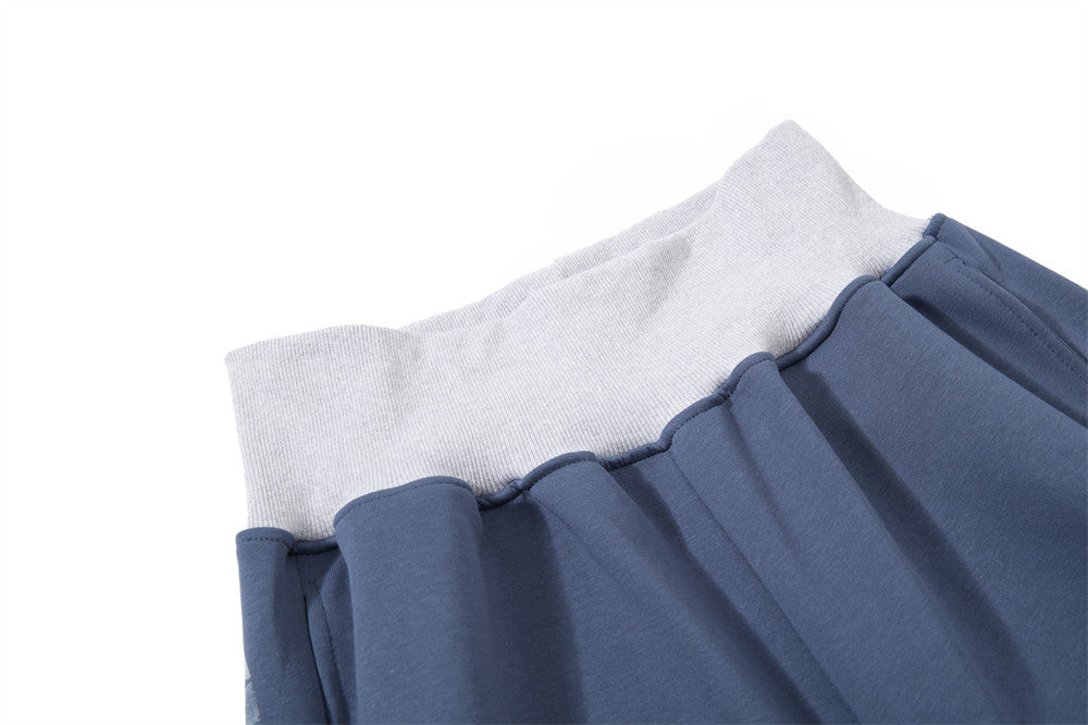 Men's Wide-Leg Sweatpants with Letter Print & Contrast Ribbed Waistband