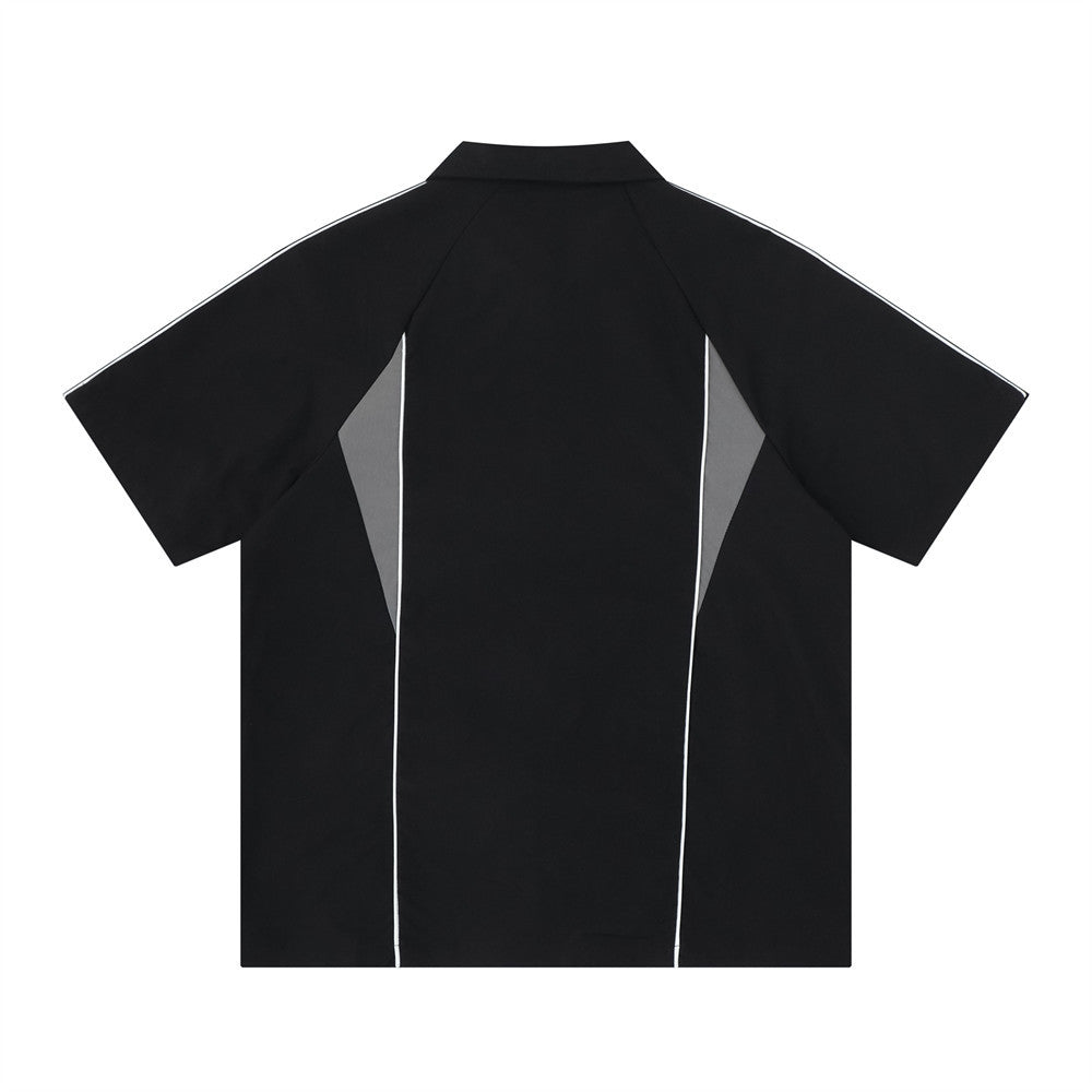 Color Block Racing Short Sleeve Shirt – Streetwear Bowling Style