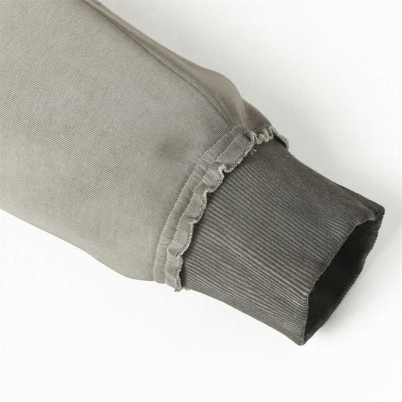 Oversized Zip-Hoodie – Gewaschenes Patchwork-Sweatshirt mit deconstructed Raw-Edge-Look