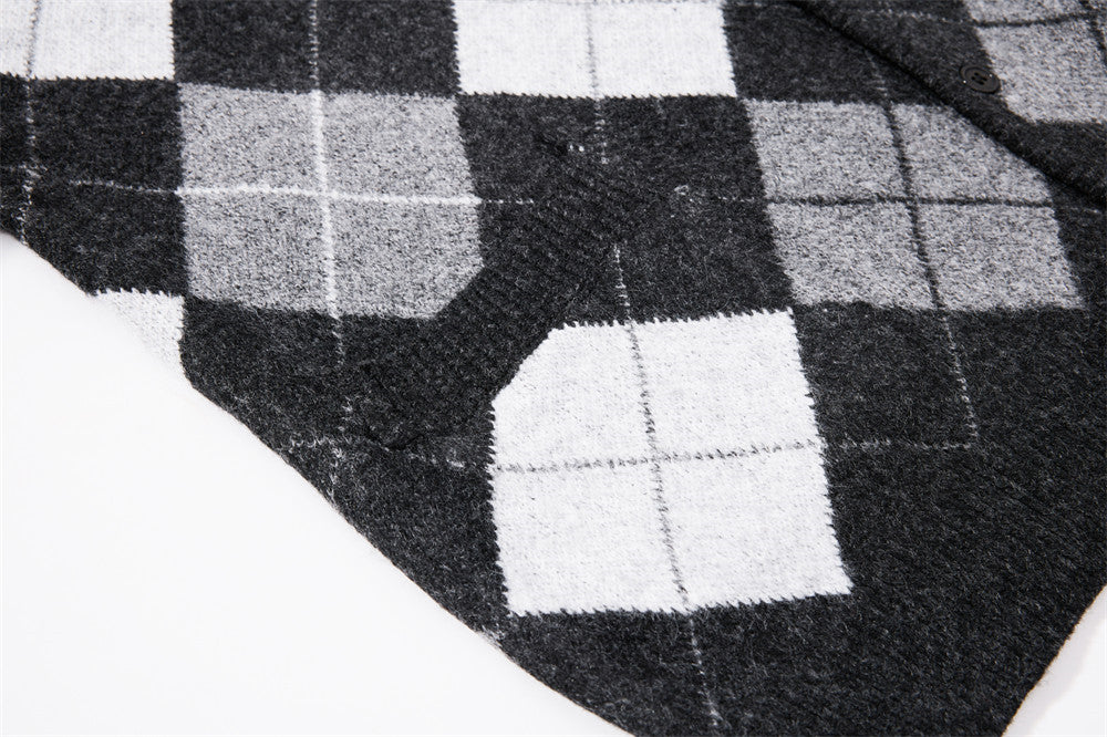 Gilet homme en maille argyle – Coupe oversize boutonnée