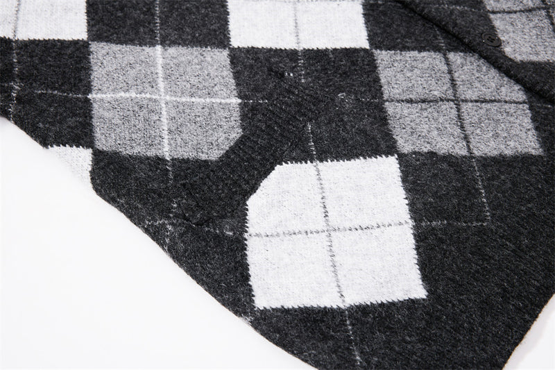 Gilet homme en maille argyle – Coupe oversize boutonnée