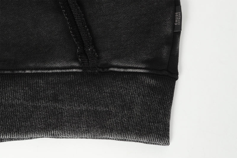 Deconstructed Asymmetric Zip Hoodie – Washed Oversized American Streetwear