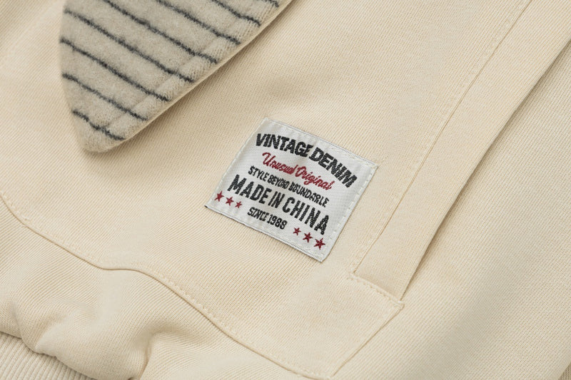 Sudadera con capucha y cremallera de rayas con orejas de conejo — Cárdigan reversible de doble cara