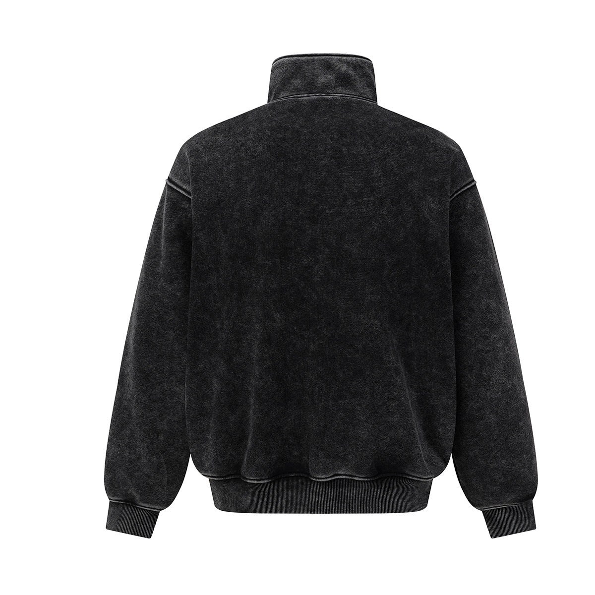 Vintage Washed Fleece-Lined Bomber Jacket – Boxy Fit Men's Zip-Up Outerwear