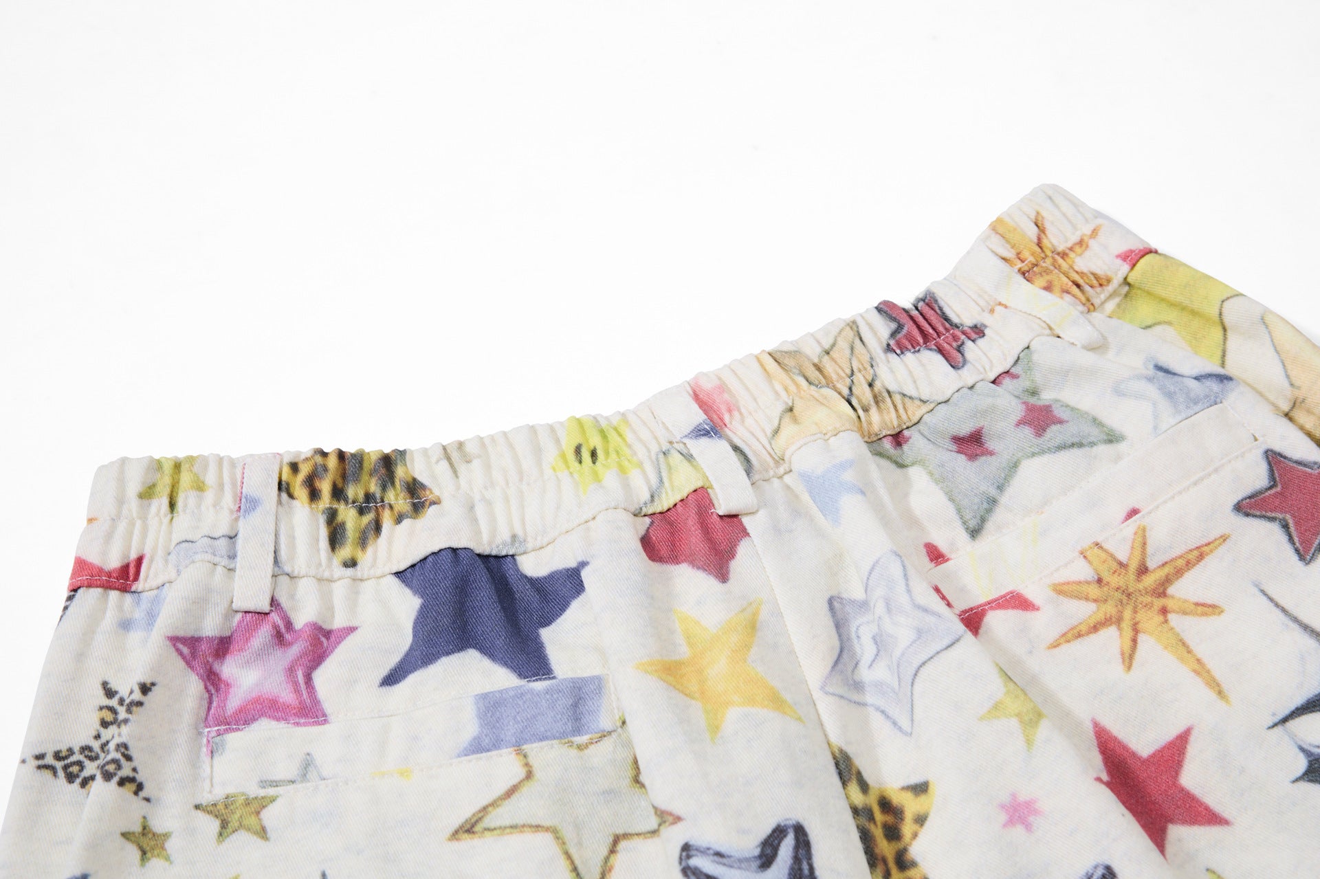 Wide-Leg Baggy Pants – All-Over Colorful Star Print, High Waist
