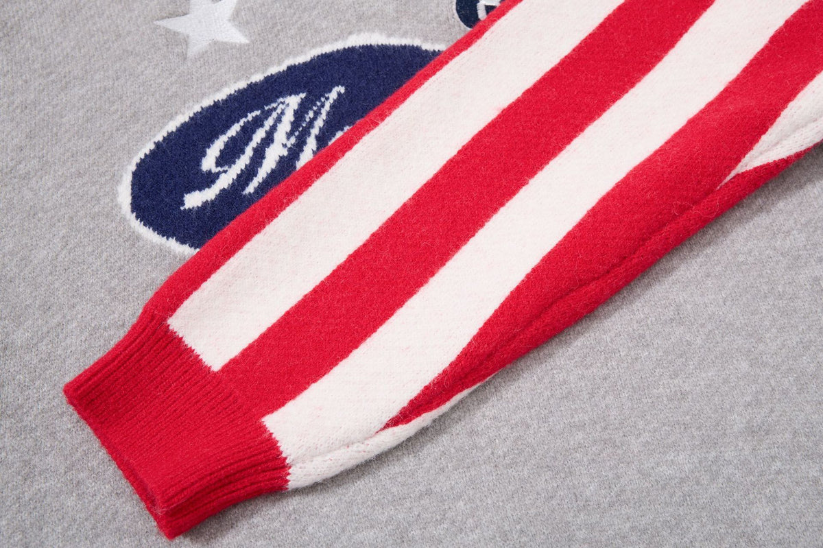 Mafareo Vintage 86 American Flag Polo Collar Knit Sweater – Stars & Stripes