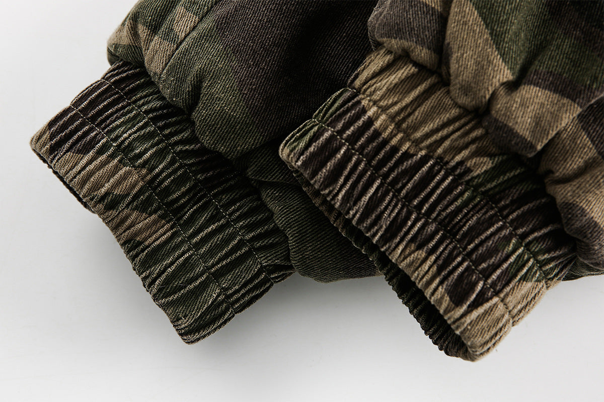 Blouson bomber homme camouflage doublé en fausse fourrure avec capuche