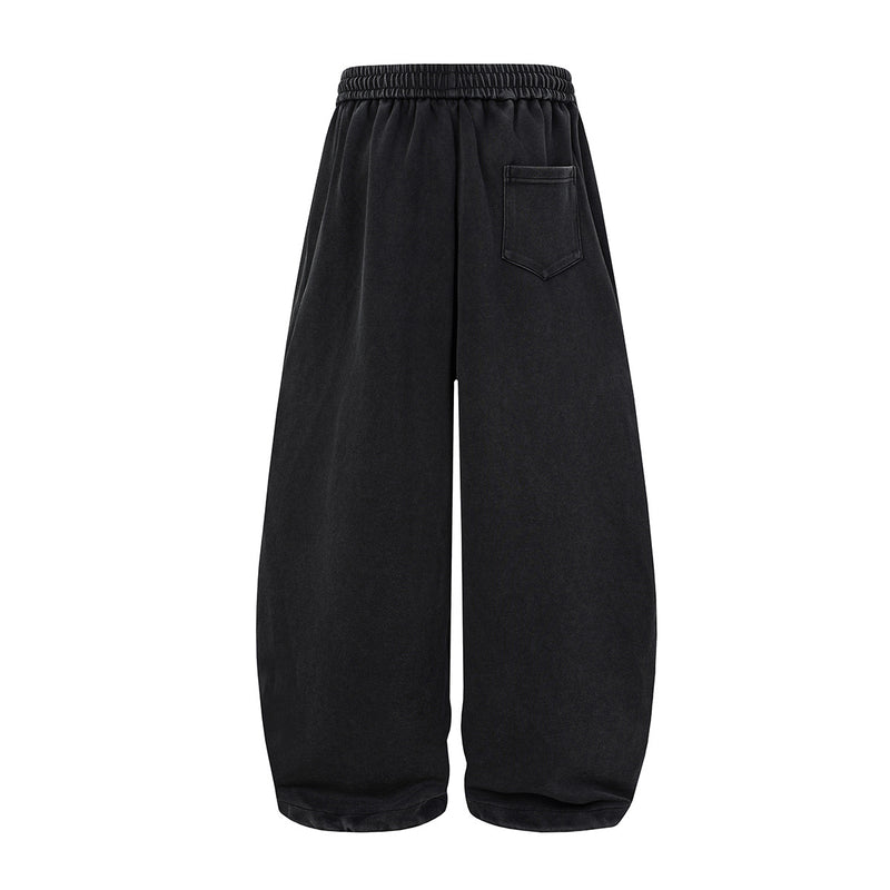 Wide-Leg Acid Wash Sweatpants – Oversized Balloon Fit with Drawstring Hem