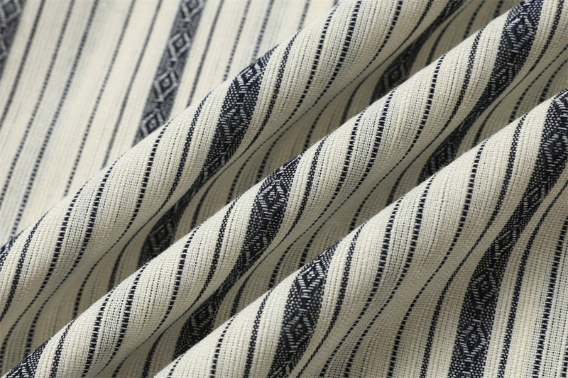 Striped Long-Sleeve Shirt – Vintage American Oversized Button-Up with Pocket