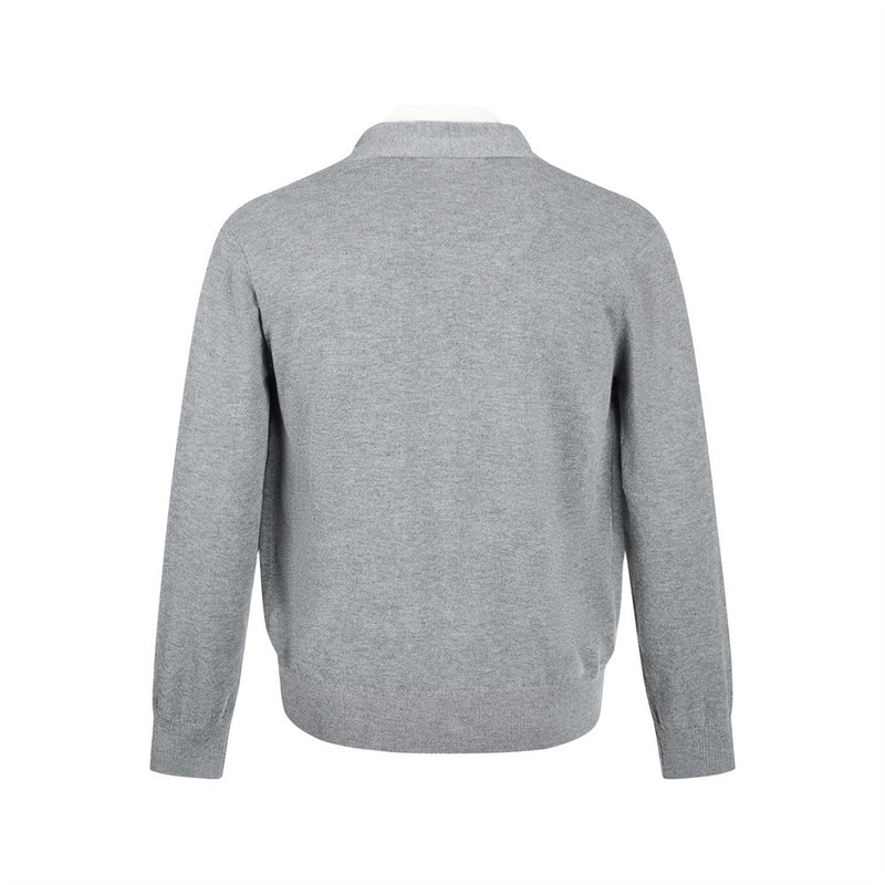 Men's V Neck Sweater Two-Tone Faux-Layered Cardigan