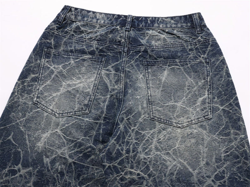 Back waistband and pockets on vintage washed wide-leg jeans