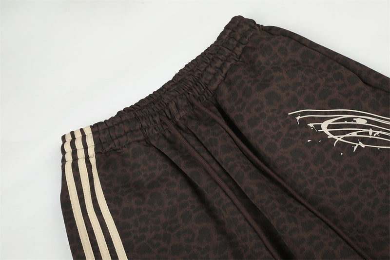 Wide-Leg Sweatpants with Side Stripes & Music Note Print