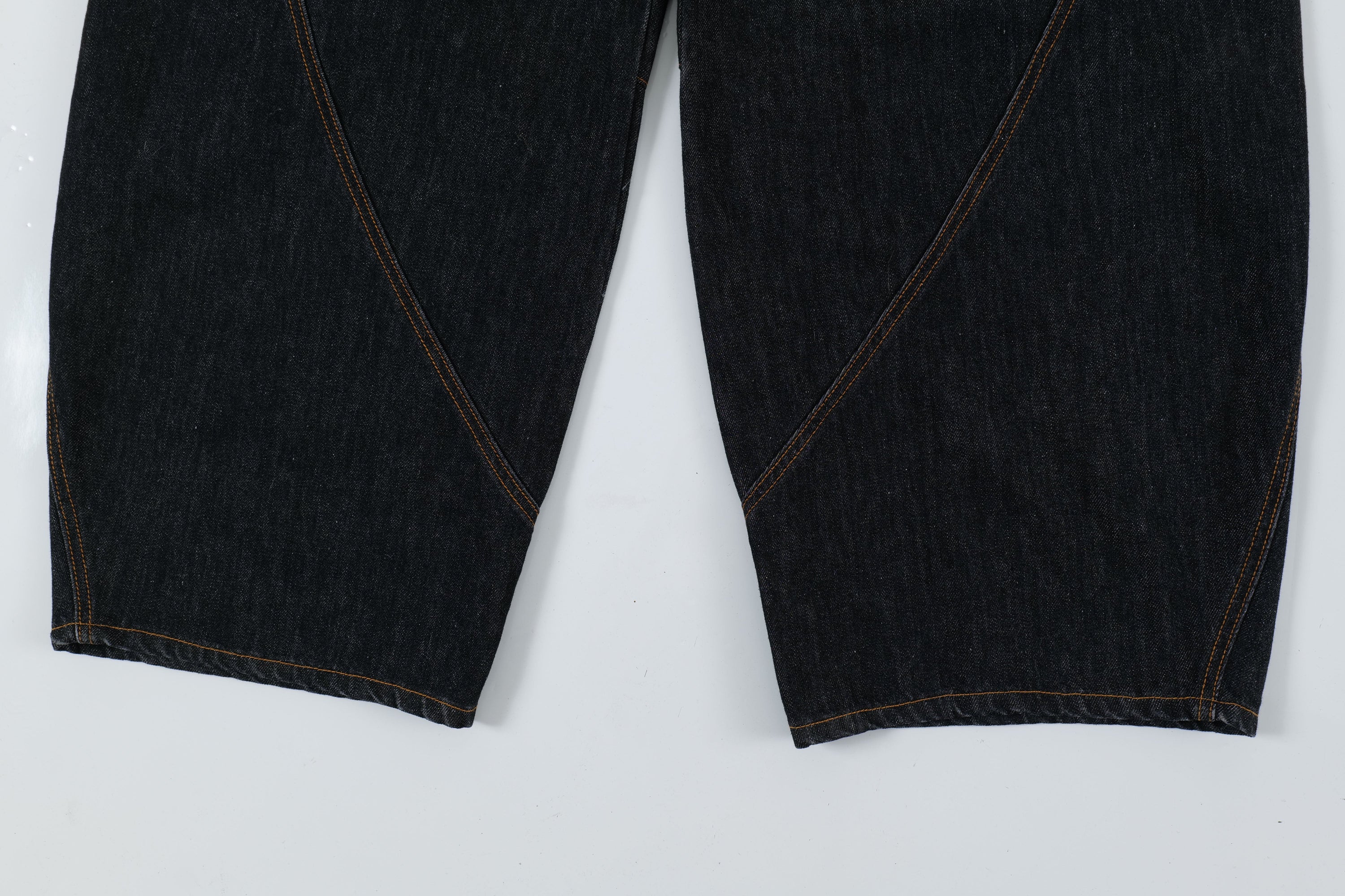 Curved Balloon-Leg Jeans | Dark Indigo Structured Denim