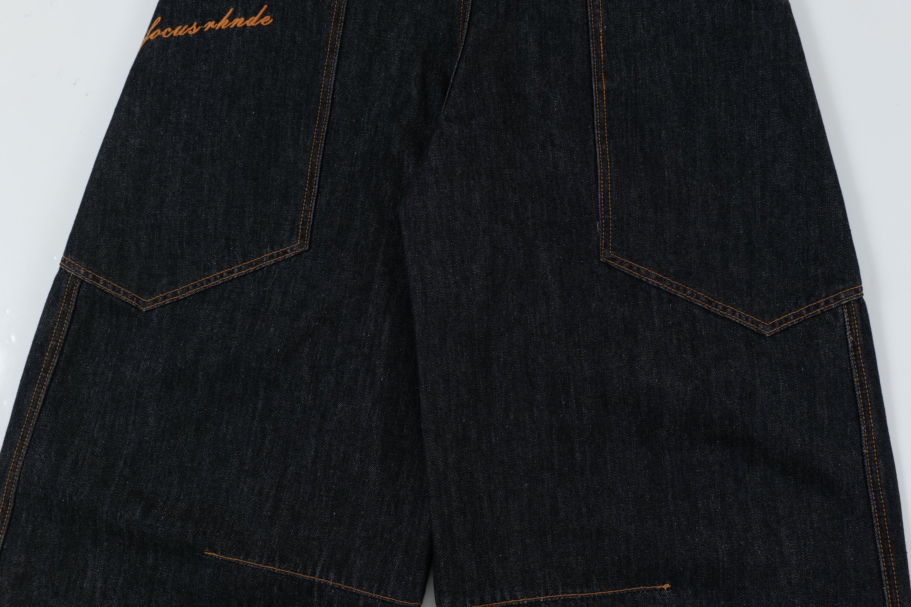 Curved Balloon-Leg Jeans | Dark Indigo Structured Denim