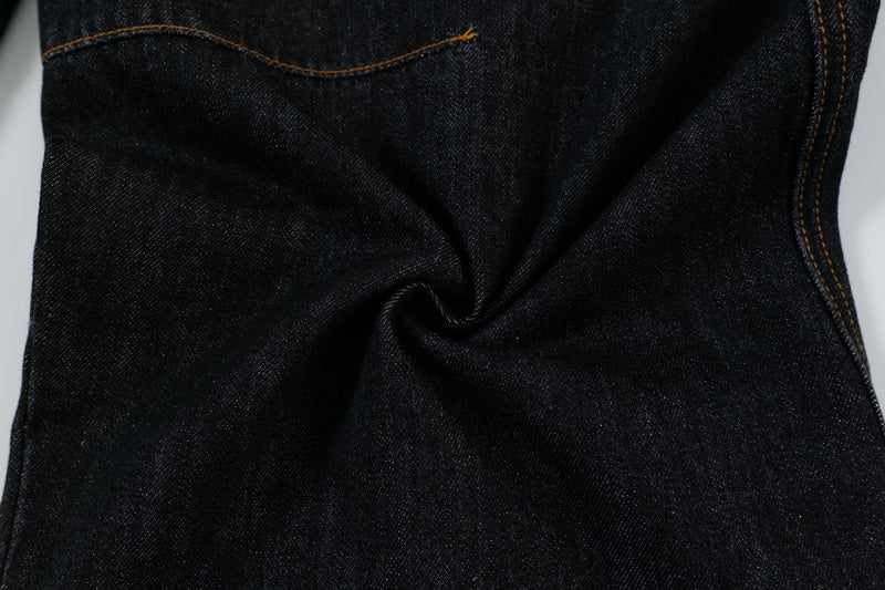 Curved Balloon-Leg Jeans | Dark Indigo Structured Denim