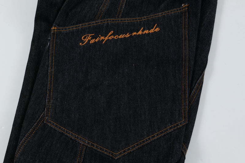 Curved Balloon-Leg Jeans | Dark Indigo Structured Denim